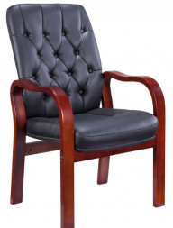 Кресло для руководителя EVERPROF Monaco Wood CF Экокожа Черный
