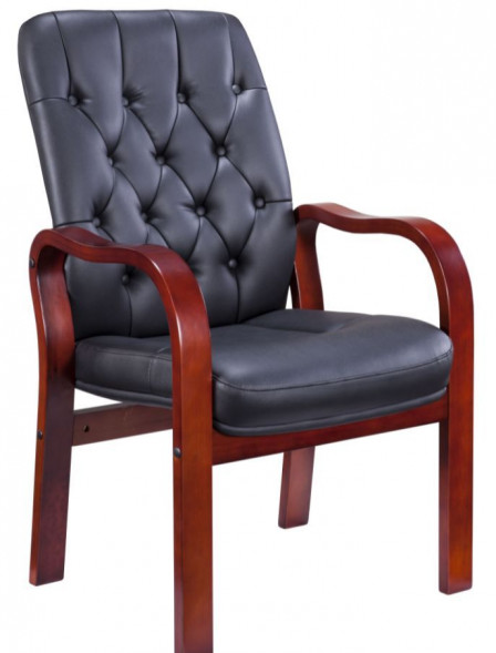 Кресло для руководителя EVERPROF Monaco Wood CF Экокожа Черный