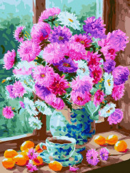 Картина по номерам БЕЛОСНЕЖКА 962-AS Астры и слива