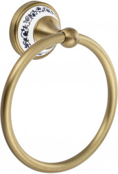 Держатель полотенца BRIMIX 94147 Держатель полотенца кольцо, цвет БРОНЗА, с керамической вставкой с орнаментом