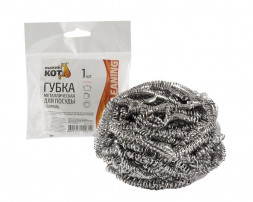 Губка д/посуды РЫЖИЙ КОТ Губка металлическая для посуды, спираль, вес 12 гр., 1 шт. (310568)