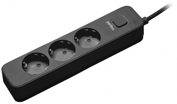 сетевой фильтр PERFEO (PF_C3952) POWER STREAM - 3 роз - 3,0 м - черный
