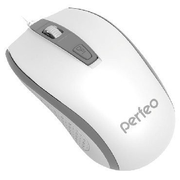 Мышь проводная оптическая PERFEO (PF-4931) PROFIL белый/серый (PF-383-OP-W/GR)