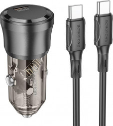 АЗУ BOROFONE (6941991106958) BZ24 Transparent Black АЗУ 1Type-C 3.0A PD20W+QC3.0 быстрая зарядка для Type-C