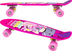 Скейтборд U-TURN Пенниборд пластик.,основа аллюм (56х14х10см)(светящ.кол. PU 60х45мм, розовый) СКБ-3338 ПП-00221209