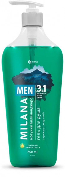 GRASS 125782 Milana MEN Могучий Килиманджаро с маслом лемонграсса (750мл)
