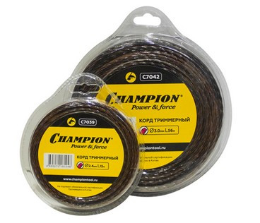Леска для триммера CHAMPION C7039 MAGIC 2.4мм*15м (витой квадрат)