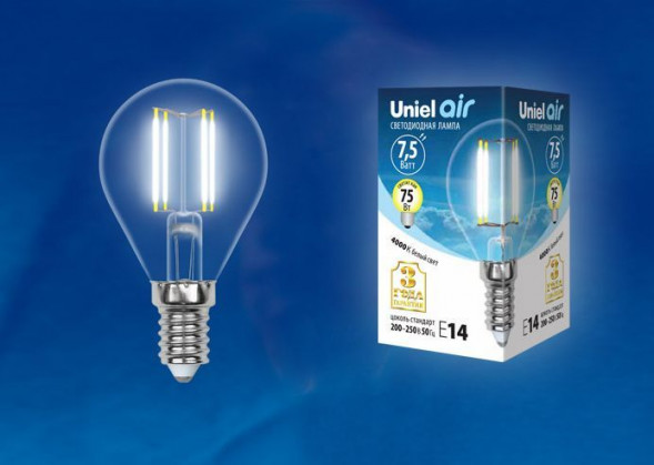 Лампочки светодиодные UNIEL (UL-00003254) LED-G45-7,5W/NW/E14/CL GLA01TR