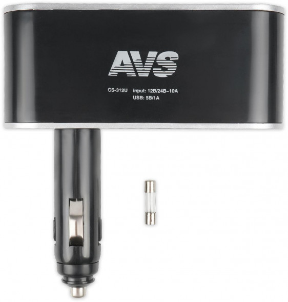 AVS Разветвитель прикуривателя 12/24 (на 3 выхода+USB) CS312U