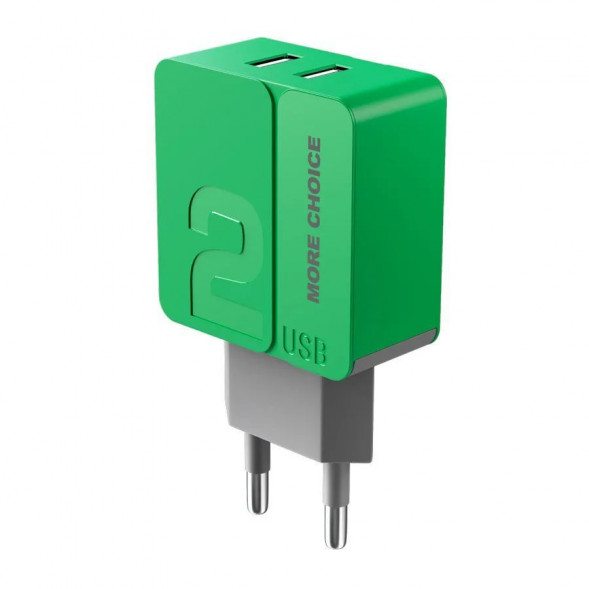 СЗУ MORE CHOICE (4627151191683) NC46 СЗУ 2USB 2.4A Green