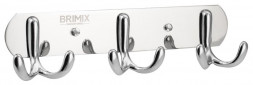 Крючок BRIMIX 513 Крючок для полотенца на планке 3шт, двойные, нержавеющая сталь, хромированная