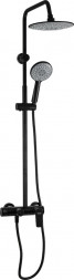 Душевой комплект BRIMIX 87715 Смеситель + стойка душевая тропический душ с двумя круглыми лейками, из алюминия, цвет ЧЕРНЫЙ