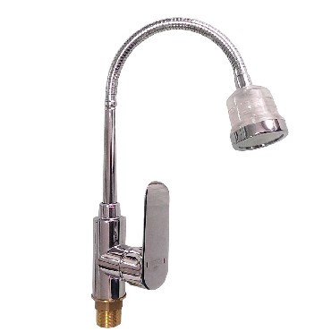 Смеситель для кухни САНАКС 1310 Смеситель кухонный шаровый эластичный гусак с прозрачным большим аэратором