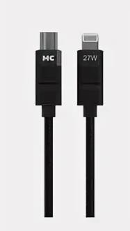 Кабель MORE CHOICE (4620202554178) K69ia 2м USB 3.0A PD 27W для Lightning ng 8-pin Type-C - 2м , черный