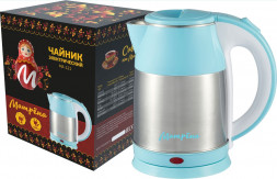Чайник электрический МАТРЁНА MA-121 нержавейка голубой (7364)