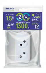 Удлинитель без заземления DUWI 28615 8 2 гн. х 5,0 м - белый