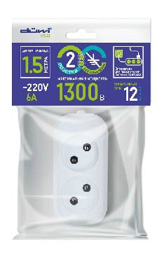 Удлинитель без заземления DUWI 28615 8 2 гн. х 5,0 м - белый