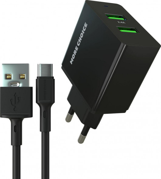 СЗУ MORE CHOICE (4610196409899) NC11a СЗУ 2USB 2.4A для Type-C Black