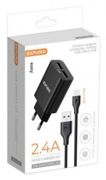 Сетевое ЗУ EXPLOYD EX-Z-1422 СЗУ micro USB 2.4A 2хUSB чёрный