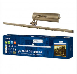 ULT серия для картин и зеркал с источником питания UNIEL (UL-00006904) ULT-F34-7W/4000K IP20 ANTIQUE BRASS