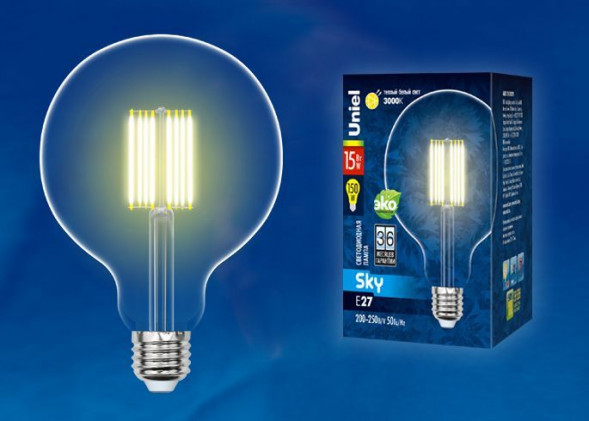 G (Лампы-глобы) UNIEL (UL-00004860) LED-G125-15W/3000K/E27/CL PLS02WH