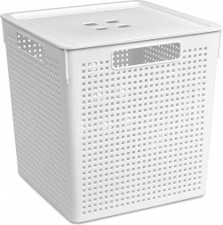 Коробка для хранения VIOLET Коробка для хранения квадратная &quot;Лофт&quot; с крышкой 23л 294х294х301 (белый) 6923106
