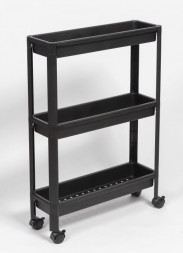 Этажерка VIOLET Этажерка VIKEA узкая 3-х ярусная на колесах (черная) 782307