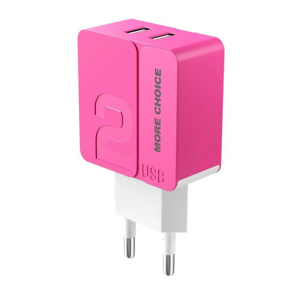 СЗУ MORE CHOICE (4627151191676) NC46 СЗУ 2USB 2.4A Pink