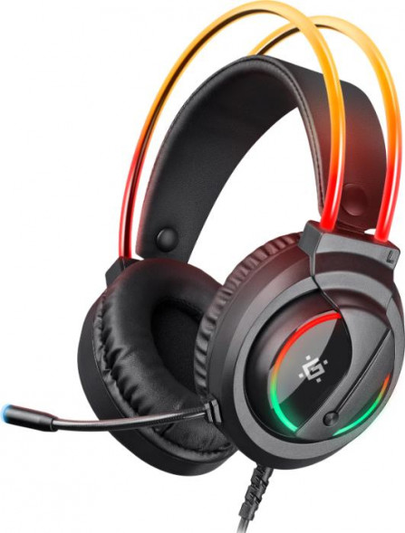 Гарнитура DEFENDER (64555) Flame черный, RGB, провод 2 м