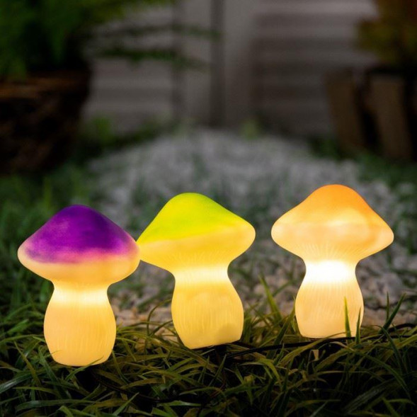 Садовый светильник на солнечной батарее LUAZON LIGHTING Садовый светильник на солнечной батарее Грибы, 21 см, 3 LED, свечение тёплое белое 9253496