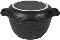 Казан KUKMARA Кмт34а а/пр литой 3,0л кр/сковорода Темный мрамор