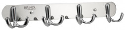 Крючок BRIMIX 514 Крючок для полотенца на планке 4шт, двойные, нержавеюшая сталь, хромированная
