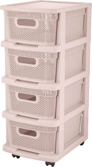 Комод KEEPLEX KL379622005 Ajur с корзинами на колесиках четырехсекционный компакт 37х30х69см бежевый топаз