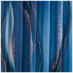 Штора для ванной САНАКС 01-92 Штора с рисунком, синие разводы, в ванную комнату, без колец - полиэстэр, 180 х 180 см