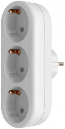Тройник DEFENDER (99109) TG-01 3 розетки, заземление, белый