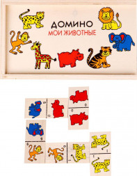 Игрушка РЫЖИЙ КОТ Деревянная игрушка. Домино (9х15) ЖИВОТНЫЕ-2 (в слюде) (Арт. AN02284)