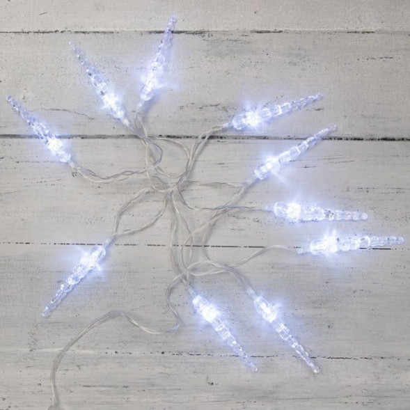Гирлянда NEON-NIGHT (303-094) ГИРЛЯНДА &quot;СОСУЛЬКИ&quot; 1.5 М, 10 LED, ПР-Й ПВХ, БЕЛЫЙ,