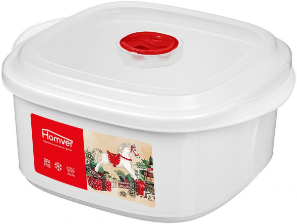 Емкость для сыпучих продуктов HOMVER Емкость для СВЧ &quot;Bergamo&quot; 1,6л с клапаном (белый) 223138929/01