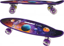 Скейтборд U-TURN Пенниборд пластик.,основа аллюм(59х16,5х12см)(светящ.кол. PU 60х45мм,розовый) СКБ-3336 ПП-00221205