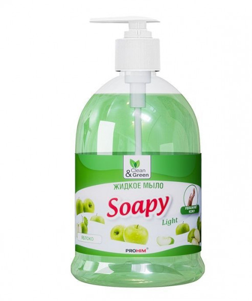 Жидкое мыло CLEAN&amp;GREEN CG8062 Soapy эконом яблоко с дозатором 500 мл.