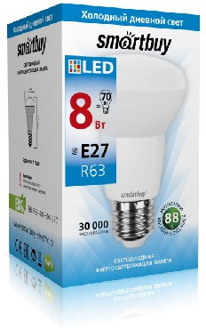 Светодиодная (LED) Лампа SMARTBUY (SBL-R63-08-60K-E27) 8W/6000/E27