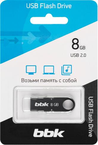USB флеш накопитель BBK 008G-SHTL черный, 8Гб, USB2.0, SHUTTLE серия