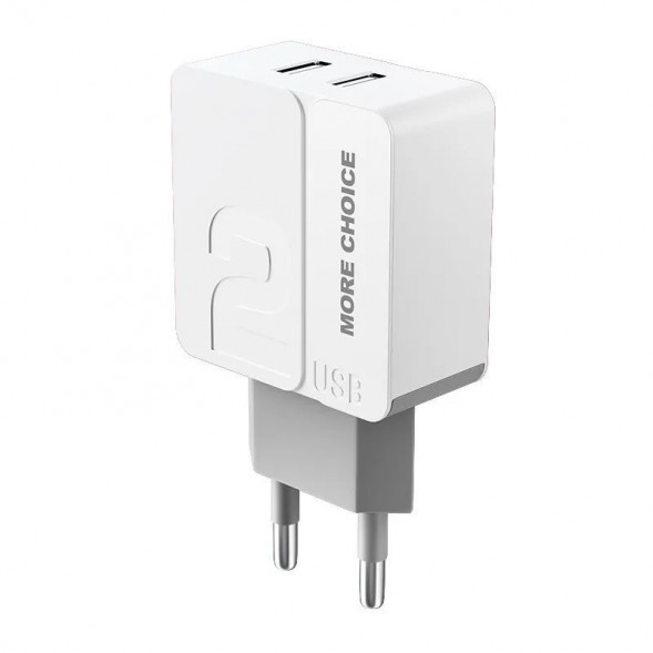 СЗУ MORE CHOICE (4627151191706) NC46 СЗУ 2USB 2.4A White Grey