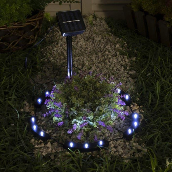Садовый светильник на солнечной батарее LUAZON LIGHTING Садовый светильник на солнечной батарее Обруч, 15 LED, свечение белое 9146820