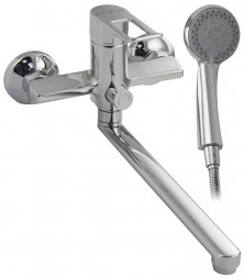 Смеситель для ванны FABIA 9770 с длинным, плоским изливом, шаровый, с дивертором м/к на корпусе