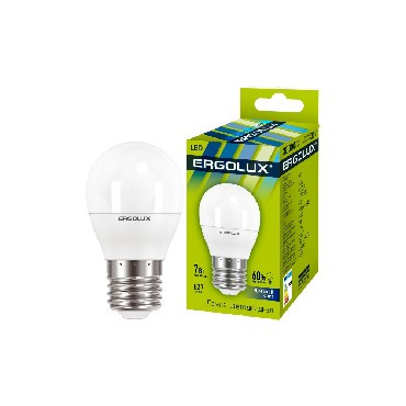 Лампа ERGOLUX (12877) LED-G45-7W-E27-6K