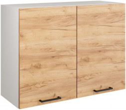 Кухонный модуль МЕБЕЛЬ-КОМПЛЕКС Шкаф навесной 80см с двумя дверцами Simple В800 Дуб золотой крафт/ Белый (1 кор.)