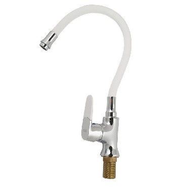 Смеситель для кухни МАК 4104S Смеситель кухня раковина боковой шаровый с гибким изливом БЕЛОГО цвета