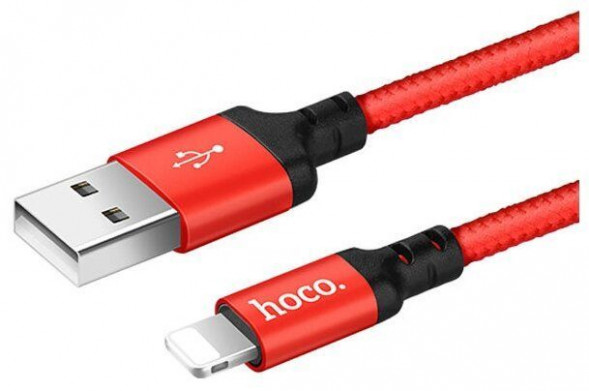 Дата-кабель HOCO (6957531062899) X14 USB (m) - 8 Pin (m) 2.0m - красный/черный