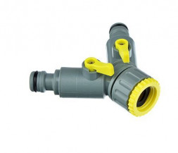 Соединители INBLOOM Разветвитель 2-х канальный, штуцерный, 3/4-1/2, регулируемый, пластик 169-001